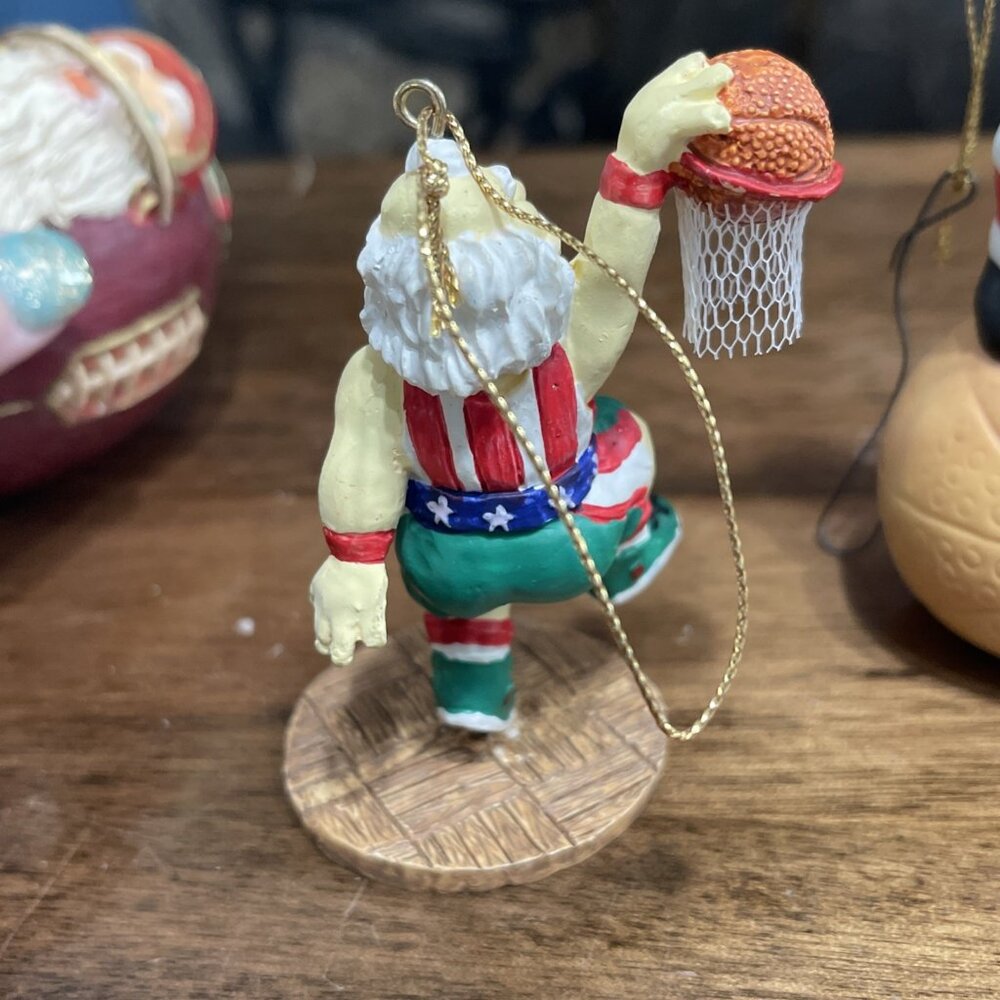 3 Santa Claus Christmas Ornaments, Sports Themed Basketball, Football Read‎ - Picture 6 of 11